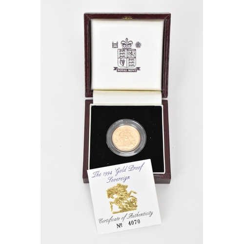 United Kingdom- Elizabeth II (1952-2022), 1994 Gold Proof Sovereign, together with original box and COA from the Royal Mint,