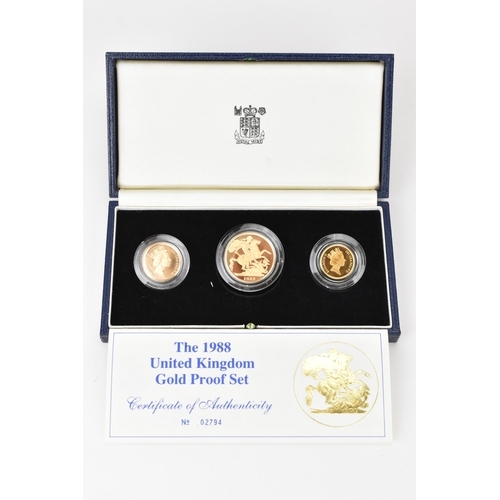 26 - United Kingdom-Elizabeth II (1952-2022), 1988 Gold Proof Three-Coin Set, comprising of Double Sovere... 