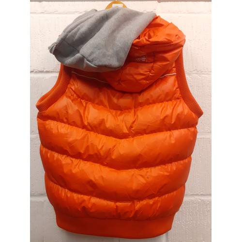 101 - Cross Hatch- A 'Black Label' orange padded gilet with hood size Large having a double hood in orange... 