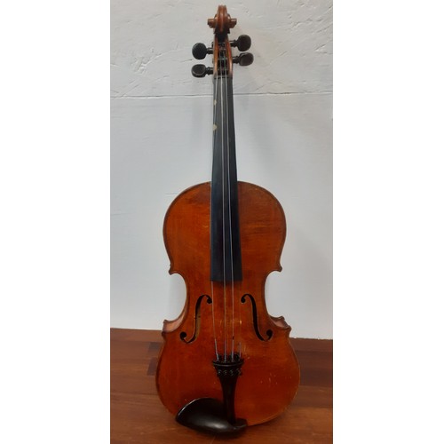 214 - A late 1960's/early 1970's handmade violin with bow originally used by the BBC Orchestra by repute i... 