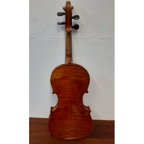 214 - A late 1960's/early 1970's handmade violin with bow originally used by the BBC Orchestra by repute i... 