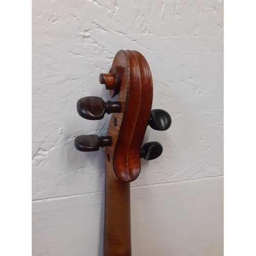 214 - A late 1960's/early 1970's handmade violin with bow originally used by the BBC Orchestra by repute i... 