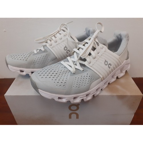 104 - Cloudswift- A pair of white and grey lace-up trainers, size UK5½. Location:RWB