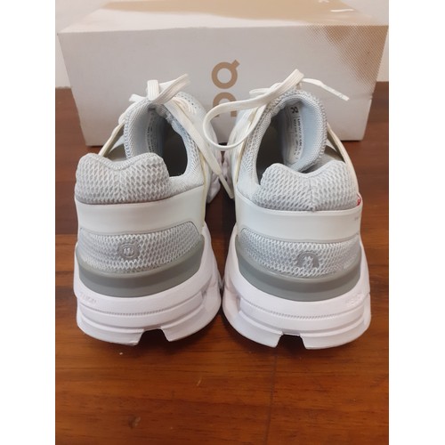 104 - Cloudswift- A pair of white and grey lace-up trainers, size UK5½. Location:RWB