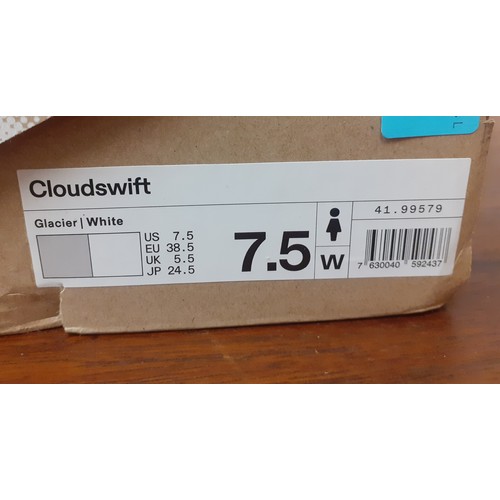 104 - Cloudswift- A pair of white and grey lace-up trainers, size UK5½. Location:RWB