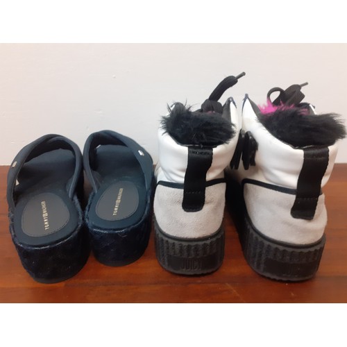 167 - Mixed ladies shoes and boots comprising Juicy Couture white, grey, navy and black trainer style ankl... 