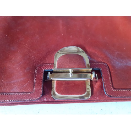 175 - Charles Jourdan-A vintage brown leather shoulder bag 34cm wide x 19cm high with gold tone clasp and ... 