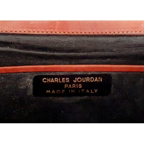 175 - Charles Jourdan-A vintage brown leather shoulder bag 34cm wide x 19cm high with gold tone clasp and ... 