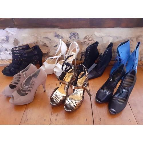 235 - A group of 7 glam high heel and wedge ladies shoes, UK size 7 to include Office black lace 5