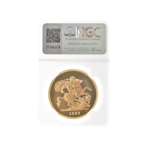 36 - United Kingdom - George VI (1937-1952), 1937 Gold Proof Five Sovereigns / Five Pounds, NGC Graded: P... 