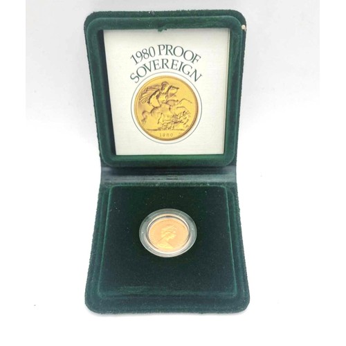 37 - United Kingdom - Elizabeth II (1952-2022), 1980 Gold Proof Sovereign, together with original green b... 