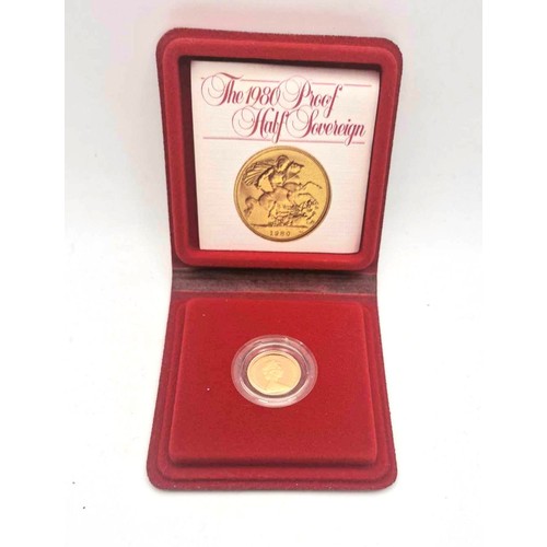 43 - United Kingdom - Elizabeth II (1952-2022), 1980 Gold Proof Half Sovereign, together with original re... 