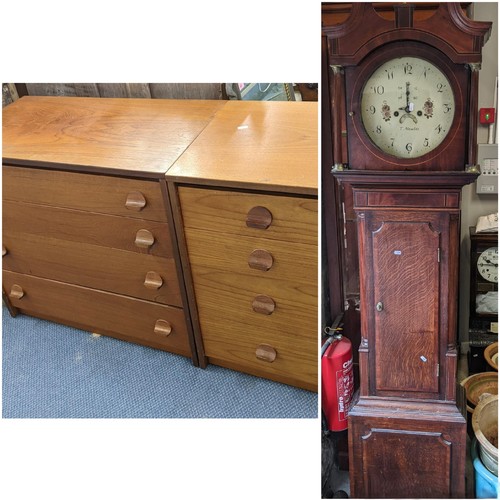 425 - A mid 20th century Stag teak chest of drawers 69cm h x 77cm w, and a matching bedside table 69cm h x... 