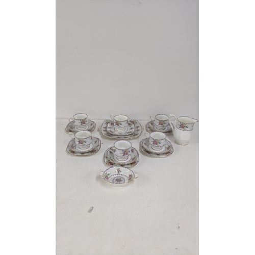 442 - A Royal Albert Petit Point part tea service to include a set of 6 teacups, saucers and side plates, ... 