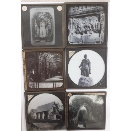 556 - A quantity of magic lantern slides to include plants, archaeology, and church interiors Location: 4.... 