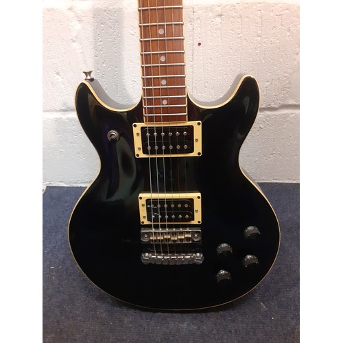 218 - A late 1970's/early 1980's Ibanez AR200 electric guitar in black, crafted in Japan, serial no:J80467... 