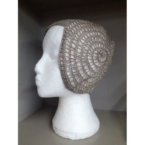 23 - A 1920's French ladies cloche hat having silver metallic thread. Location:R2.1