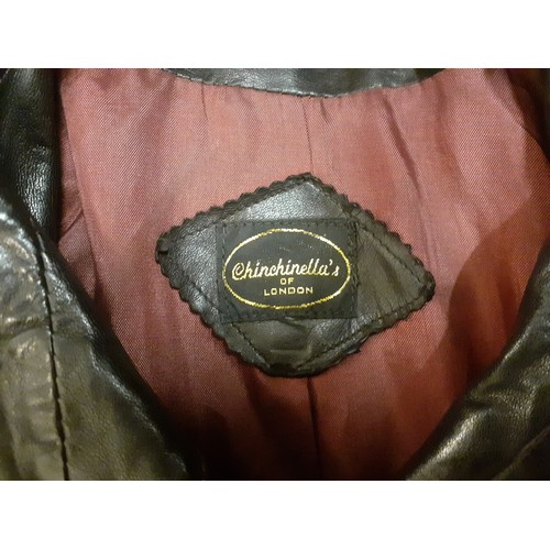 232 - A 1960's Chinchinella of London ladies brown leather fitted jacket with matching tie belt, 4 front b... 