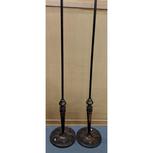 287 - A pair of Regency painted pole screen stands converted to standard lamps, 146cm h Location:A1M
If th... 