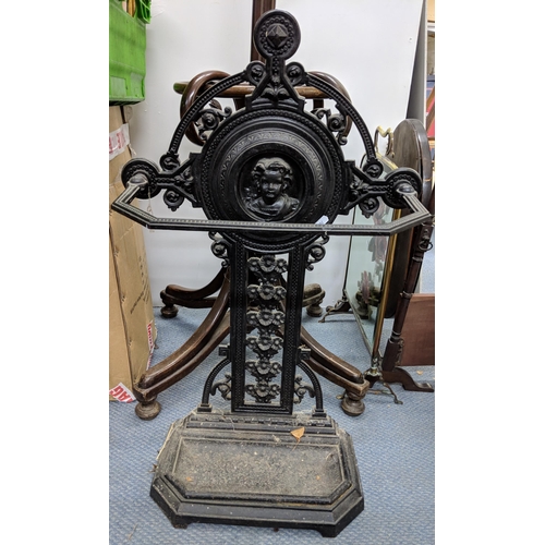 292 - A Victorian Coalbrookdale style cast iron stick stand 78cm h x 47cm w Location:LAB
If there is no co... 