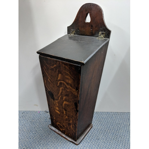 301 - A Georgian oak wall hanging candle box, 48.5h x 18w, Location: BWR
If there is no condition report s... 