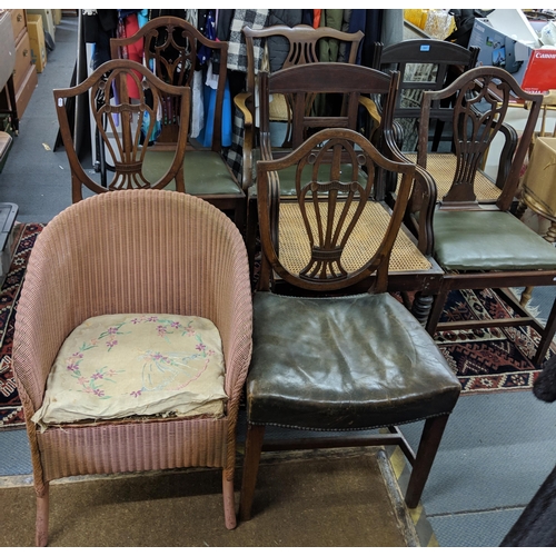 302 - Mixed 19th century and later chairs to include early 20th century shield back dining chairs, Lloyd L... 