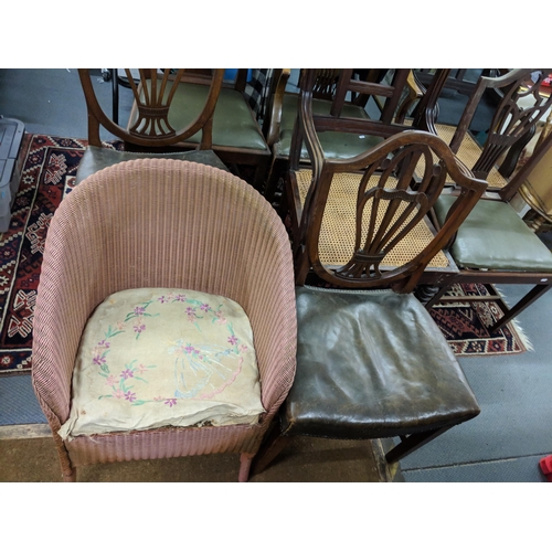 302 - Mixed 19th century and later chairs to include early 20th century shield back dining chairs, Lloyd L... 