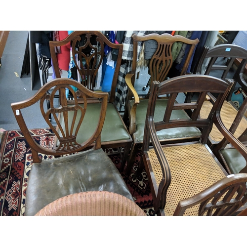 302 - Mixed 19th century and later chairs to include early 20th century shield back dining chairs, Lloyd L... 