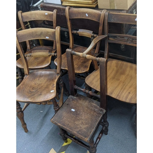 311 - 19th century chairs to include a set of three matching seated barback chairs and others
Location: D ... 