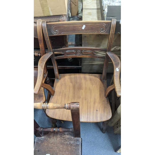 311 - 19th century chairs to include a set of three matching seated barback chairs and others
Location: D ... 