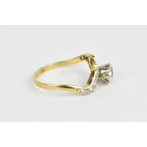 83 - An 18ct gold, platinum and diamond ring, with central brilliant cut diamond, flanked with rows of si... 