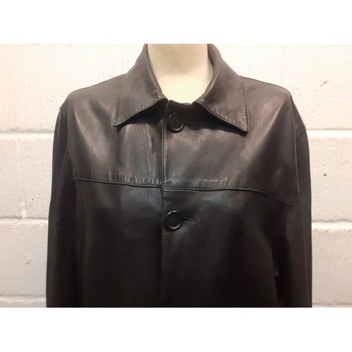 68 - Two leather jackets - Bailey black soft leather 1970's style jacket having 2 side pockets and a fron... 