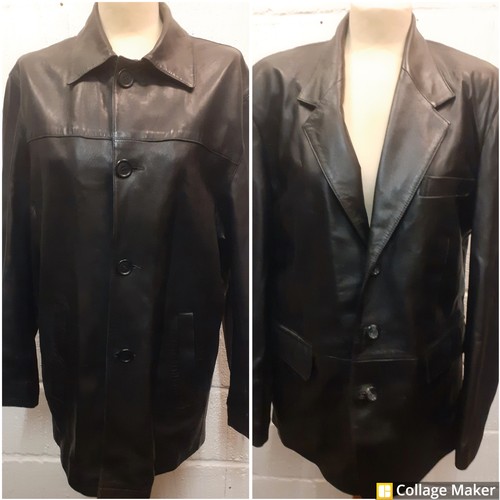 68 - Two leather jackets - Bailey black soft leather 1970's style jacket having 2 side pockets and a fron... 