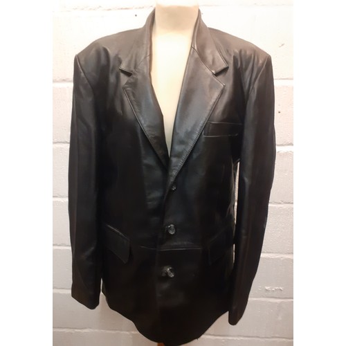 68 - Two leather jackets - Bailey black soft leather 1970's style jacket having 2 side pockets and a fron... 