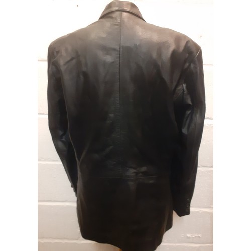 68 - Two leather jackets - Bailey black soft leather 1970's style jacket having 2 side pockets and a fron... 