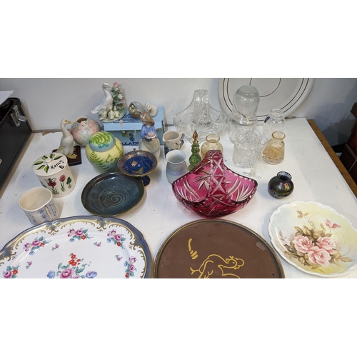 287 - Ceramics to include Carlton ware, Chelsea works, studio potter, a silver plated tray, two Lladro mod... 