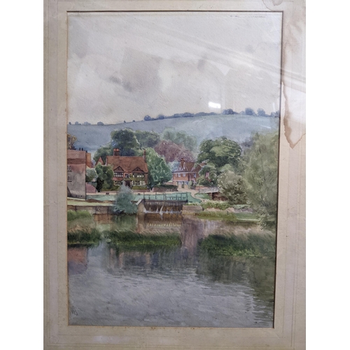 303 - A group of three framed and glazed Victorian prints to include Boating on the Thames near Henley, an... 