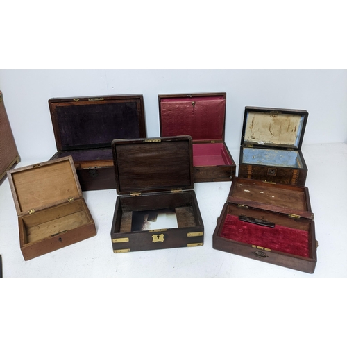 352 - A group of six Victorian boxes to include a Victorian mahogany writing slope, rosewood box with moth... 