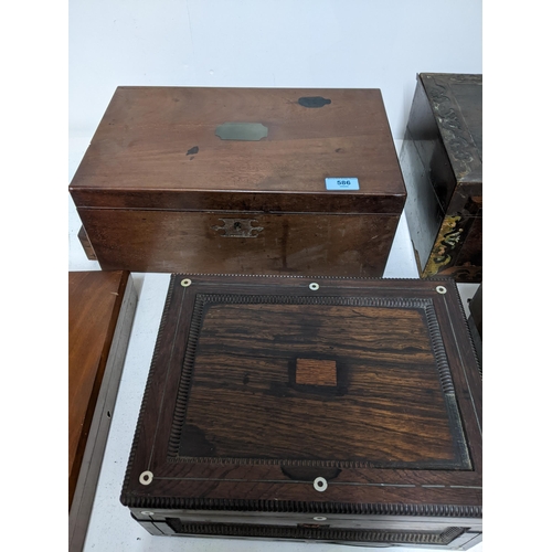 353 - A group of four Victorian boxes and a later mahogany cutlery box, to include a Victorian mahogany wr... 