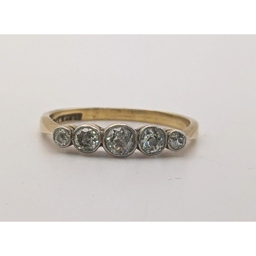111 - An 18ct gold and five stone diamond ring size N 2.4g
Location: RING
If there is no condition report ... 