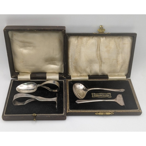 124 - Baker Brothers Silver Ltd, two Christening sets, both in fitted cases, total weight 61.9g, Location:... 