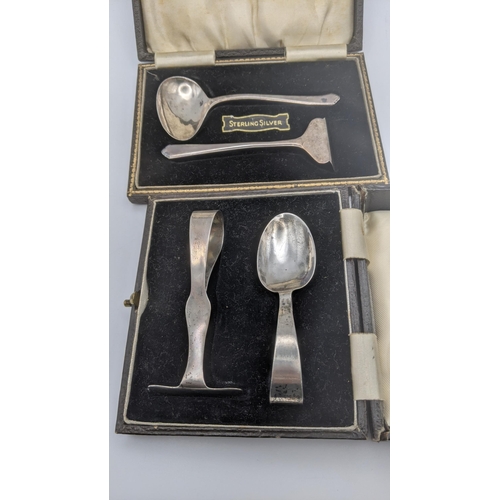 124 - Baker Brothers Silver Ltd, two Christening sets, both in fitted cases, total weight 61.9g, Location:... 
