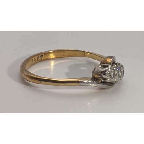 131 - An 18ct gold ring set with three illusion set diamonds Size R, 3.2g
Location: CAB 7
If there is no c... 