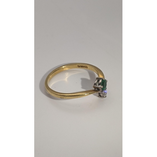 137 - An 18ct gold diamond and enamelled ring size N½ 2.2g

Location: RING
If there is no condition report... 