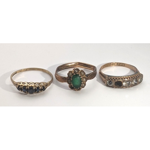 142 - Three gold ladies rings to include two 9ct gold rings and the third tested as 9ct gold total weight ... 