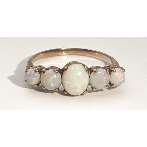 144 - A gold and 5 stone opal ring tested as 9ct gold 2g
Location: RING
If there is no condition report sh... 