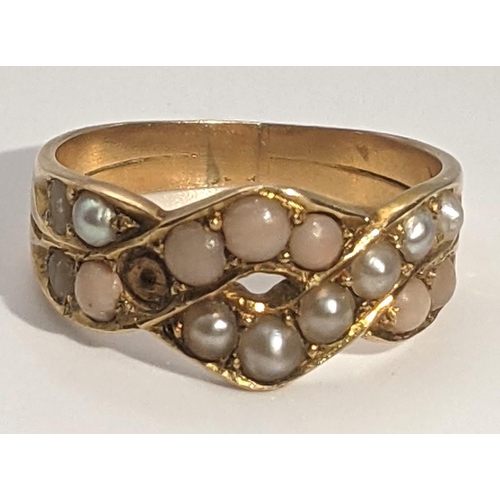145 - Victorian gold and pearl ring tested as 15ct gold A/F size
Location: RING
If there is no condition r... 