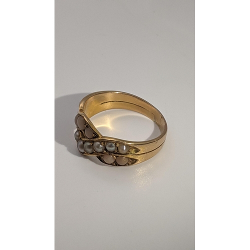 145 - Victorian gold and pearl ring tested as 15ct gold A/F size
Location: RING
If there is no condition r... 