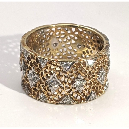 148 - A 14ct gold and diamond pierced band size O, 5g Location: CAB 2
If there is no condition report show... 