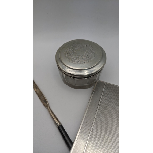 183 - Silver to include a pair of floral engraved napkin rings in a fitted case A/F, a sugar sifter, a tod... 